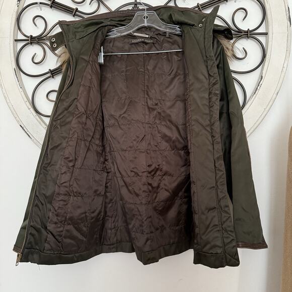 Vtg Andrew Marc Y2K Fur-Trim Parka Utility Jacket Women’s Olive XS - Picture 4 of 12